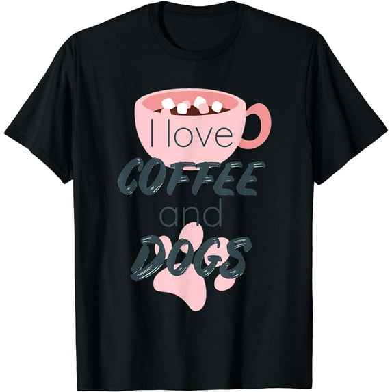 I Love Dogs And Coffee For Coffee Dogs Lovers Men Women Kid T-Shirt Black Medium