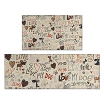 I Love My Dogs Art Kitchen Rugs Sets Of 2,Anti Fatigue Kitchen Mat Rugs Non Slip Washable,Decorative Kitchen Floor Mats for Kitchen,Sink,Laundry,17"x30" 17"x47"