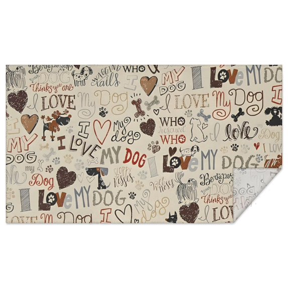 I Love My Dogs Art Rectangle Tablecloth 60"x102",Waterproof Polyester Rectangle Table Cloth, Wipeable Spillproof Polyester Tablecloth for Dining, Camping, Indoor and Outdoor