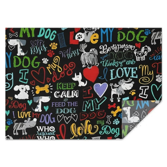 I Love My Dogs Art Rectangle Tablecloth 60"x84",Waterproof Polyester Rectangle Table Cloth, Wipeable Spillproof Polyester Tablecloth for Dining, Camping, Indoor and Outdoor