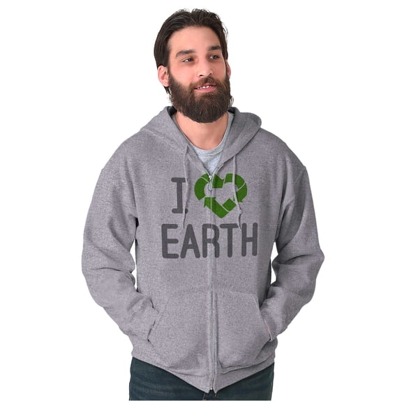 I Love Earth Reduce Reuse Recycle Unisex Fleece Graphic Zip Up Hoodie Brisco Brands 5X