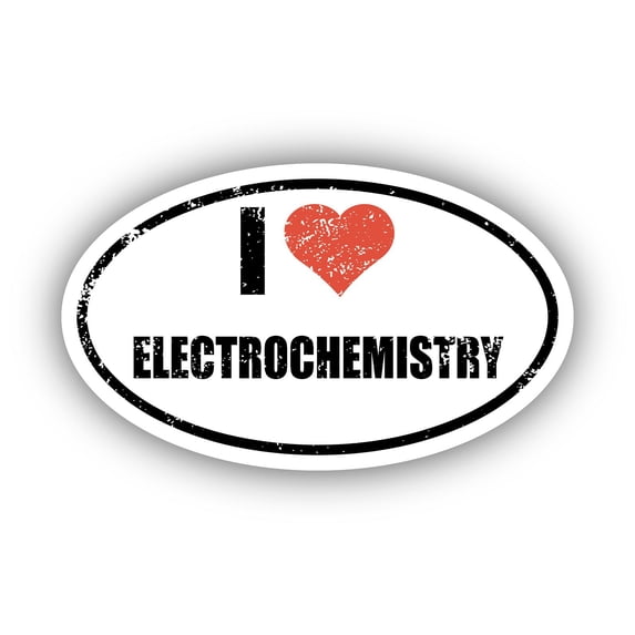 I Love Electrochemistry I Heart Euro Oval Sticker Vinyl 3M Decal 3 In x 5 In