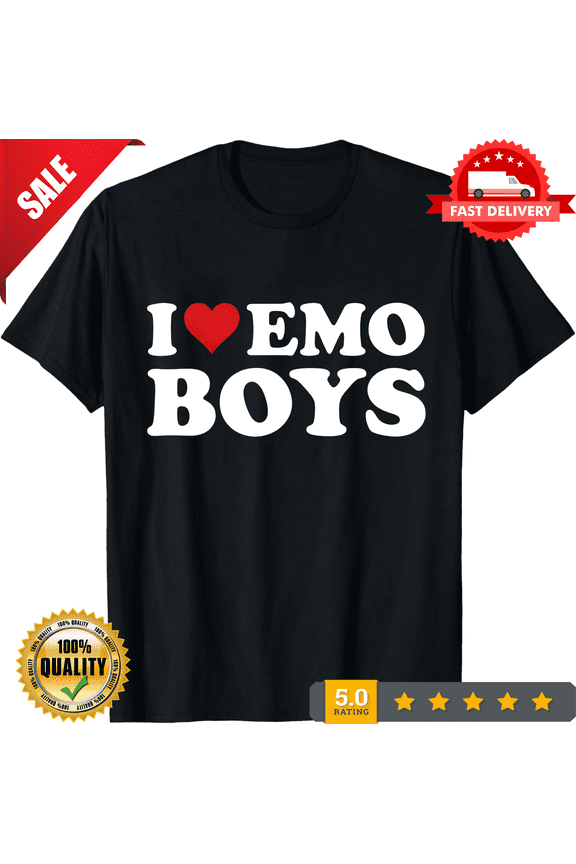 I Love Emo Boys Heart Graphic Alternative Music Humor Unisex T-Shirt, up to size 5XL, NEW TRENDING ITEM-TH81150
