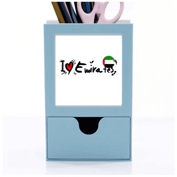 I Love Erates Word Flag Love Heart Illustration Desk Supplies Organizer Pen Holder Card