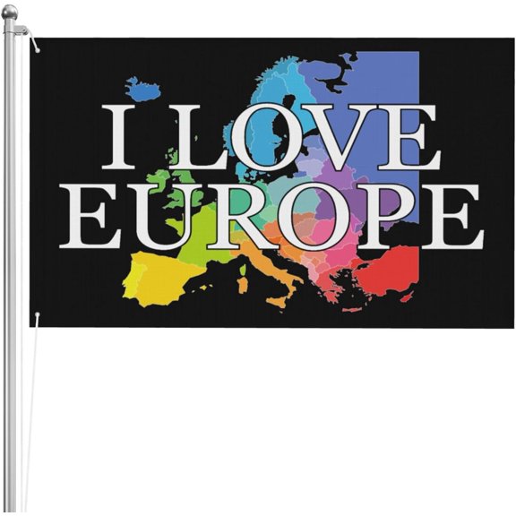 I Love Europe Flag 3x5 Ft Double Sided Outdoor Flags Garden Banner