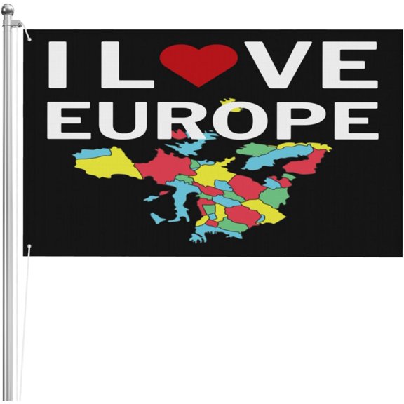 I Love Europe Flag 3x5 Ft Double Sided Outdoor Flags Garden Banner