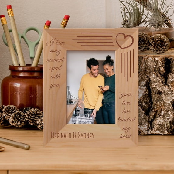 I Love Every Moment Spent With You Personalized Wooden Frame 3 1/2" x 5" Brown (Vertical)