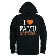 I Love FAMU Florida A&M University Rattlers Hoodie Sweatshirt Black Small