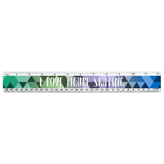 I Love Figure Skating 12 Inch Standard and Metric Plastic Ruler