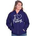 thumbnail image 1 of I Love Fishing Hook Heart Cute Cool Zip Hoodie Sweatshirt Women Brisco Brands 2X, 1 of 6