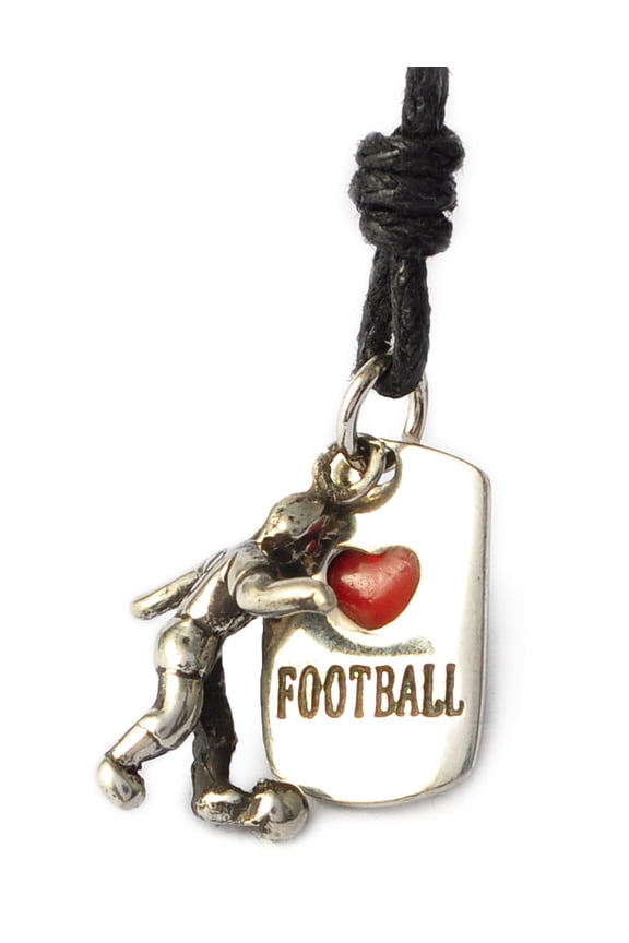 I Love Football Silver Pewter Charm Necklace Pendant Jewelry
