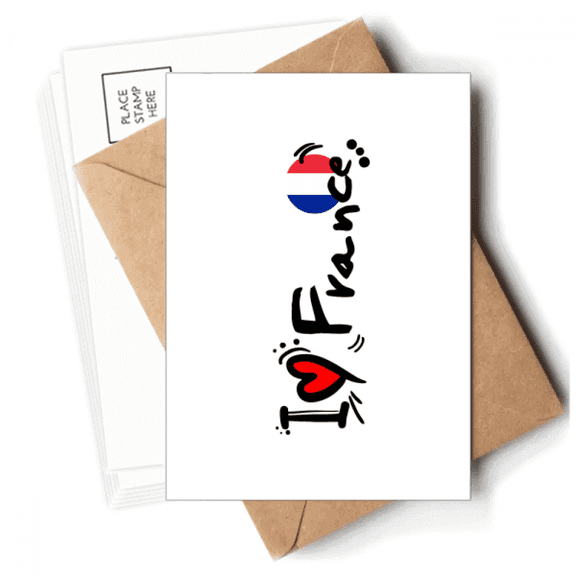 I Love France World Flag Heart Postcards Envelopes Blank Note Cards Mailing