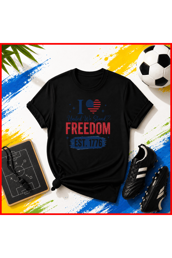 I Love Freedom USA Flag Est 1776 Patriotic Unisex T-Shirt Y2448, S-5XL