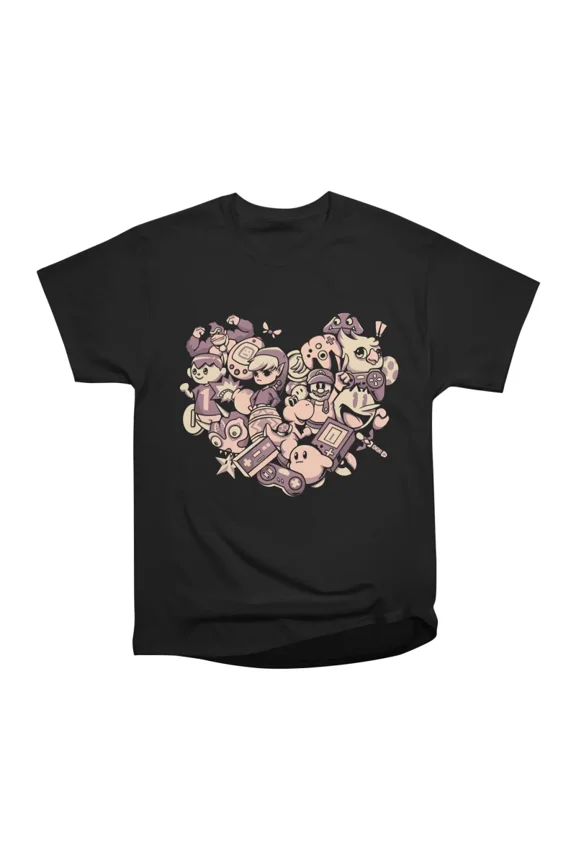 I Love Games Cute Geek Game Gift T-Shirt Tee Gift For Him Merch For Her Apparel For Friend
