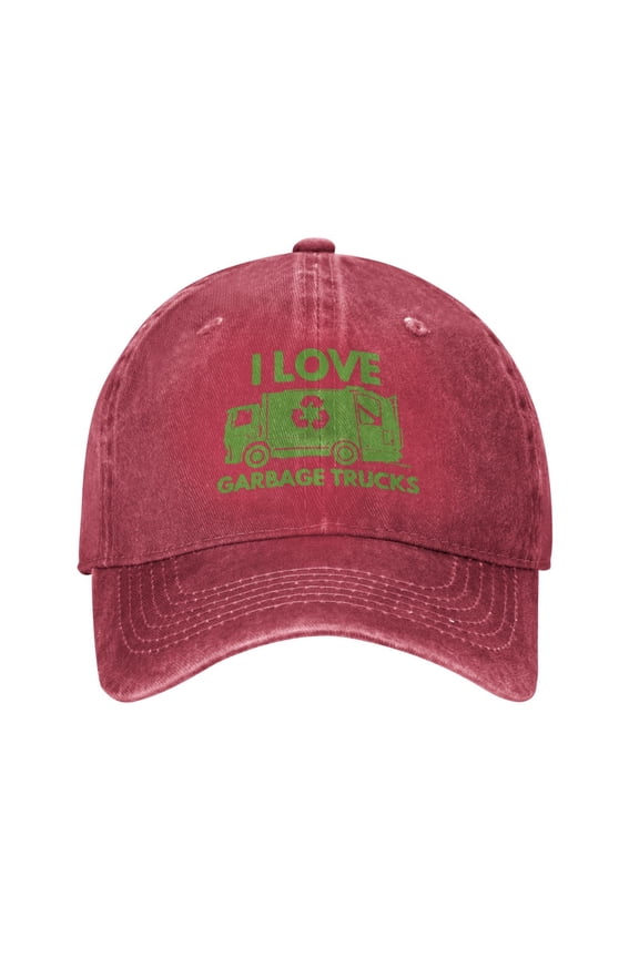 I Love Garbage Truck Adult Adjustable Classic Washed Casquette Cap Hat Baseball Cap For Man For Woman
