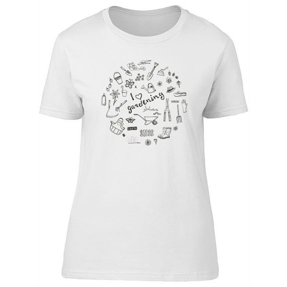 I Love Gardening Cute Doodles T-Shirt Women -Image by Shutterstock, Female Small