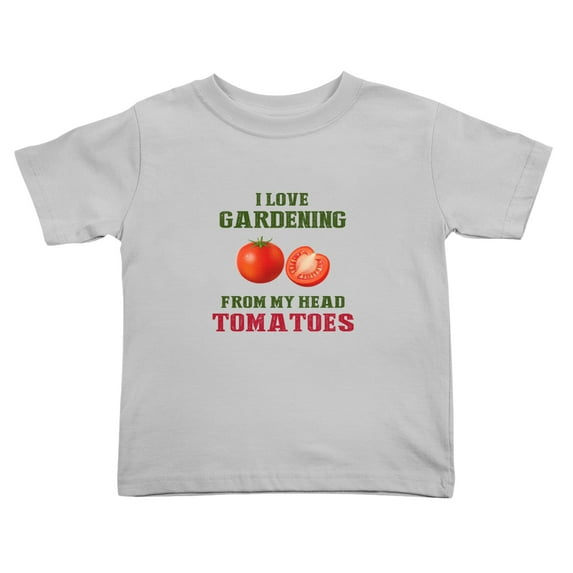 I Love Gardening from My Head Tomatoes Funny Toddler T Shirts for Boys Girls (Gray, Youth L)
