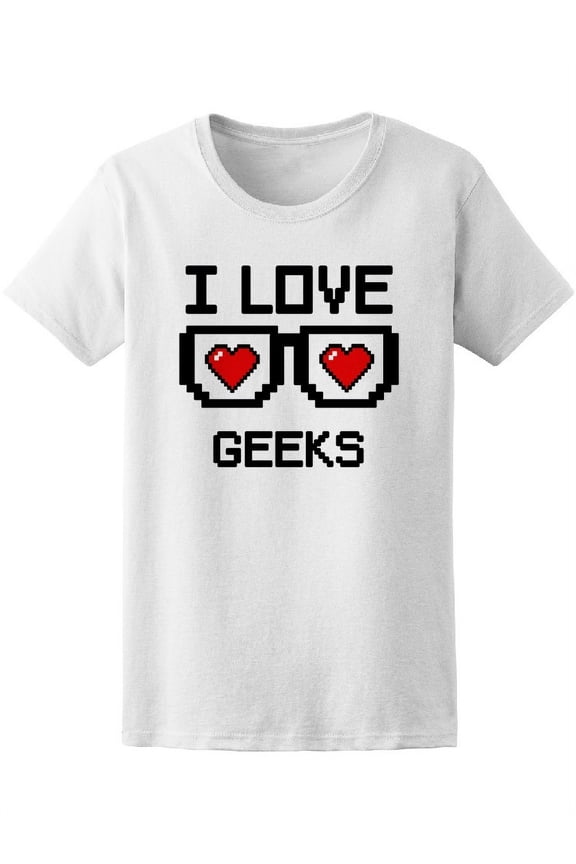 I Love Geeks Pixel Hearts T-Shirt Women -Image by Shutterstock, Female x-Large