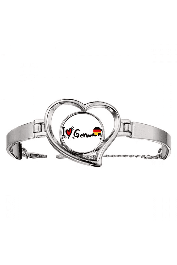 I Love German World Flag Heart Bracelet Heart Jewelry Wire Bangle
