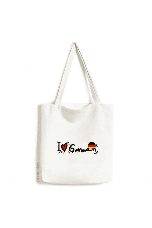 I Love German World Flag Heart Tote Canvas Bag Shopping Satchel Casual Handbag