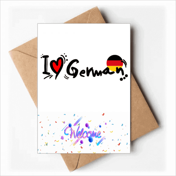 I Love German World Flag Heart Welcome Back Greeting Cards Envelopes Blank