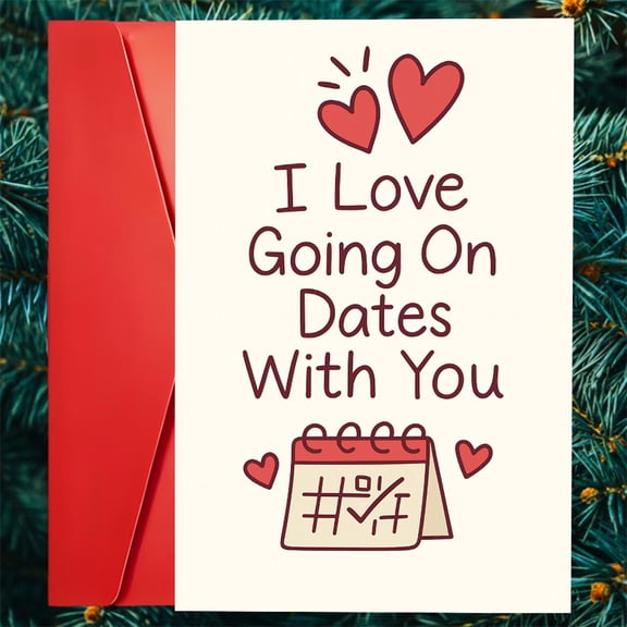 I Love Going On Dates With You Card Romantic Greeting Card with Red Envelope Perfect for Anniversaries, Date Nights, or Just Because