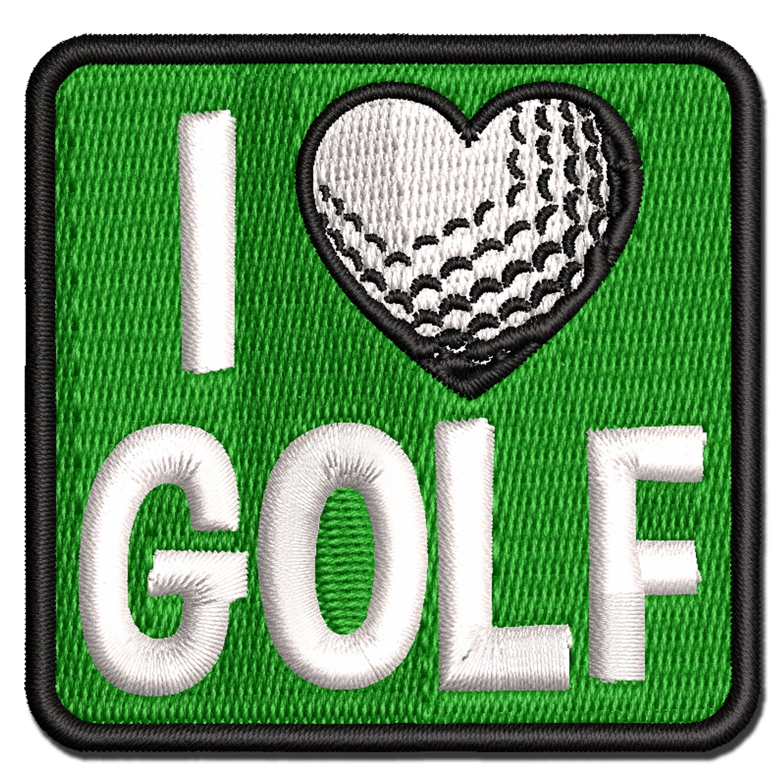 I Love Golf Heart Shaped Ball Sports Applique Multi-Color Embroidered Iron-On Patch - 3.5 Inch Large