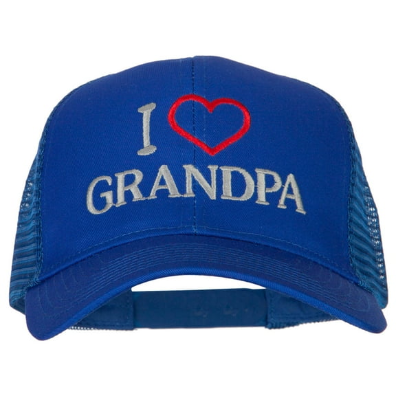 I Love Grandpa Embroidered Solid Cotton Mesh Pro Cap - Royal OSFM