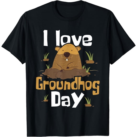 I Love Groundhog Day Funny Woodchuck Softstyle Unisex T-Shirt,Black Color,Size 3T