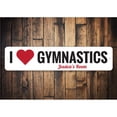 thumbnail image 1 of I Love Gymnastics Novelty Sign, Metal Wall Decor - 4x18 inches, 1 of 4