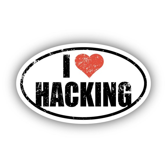 I Love Hacking I Heart Euro Oval Sticker Vinyl 3M Decal 3 In x 5 In