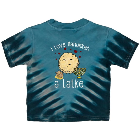 I Love Hanukkah A Lot Latke Toddler T Shirt Blue Radial Tie Dye 2T