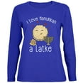 thumbnail image 1 of I Love Hanukkah a Lot Latke Womens Long Sleeve T Shirt Royal MD, 1 of 1
