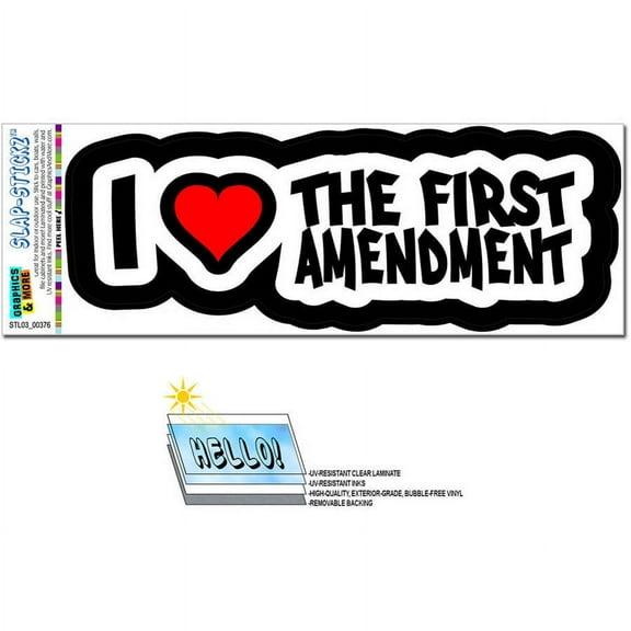 I Love Heart 1st Amendment - First Free Speech SLAP-STICKZ(TM) Premium Sticker