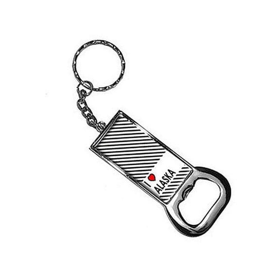 I Love Heart Alaska Keychain Key Chain Ring Bottle Bottlecap Opener