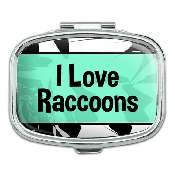 I Love Heart Animals - Raccoons - Rectangle Pill Box