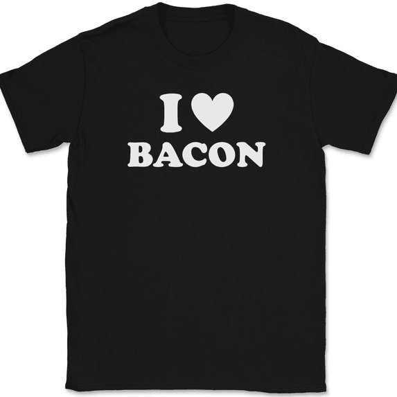 I Love Heart Bacon T-Shirt Tee Funny BBQ Port Novelty Gift - Black, M