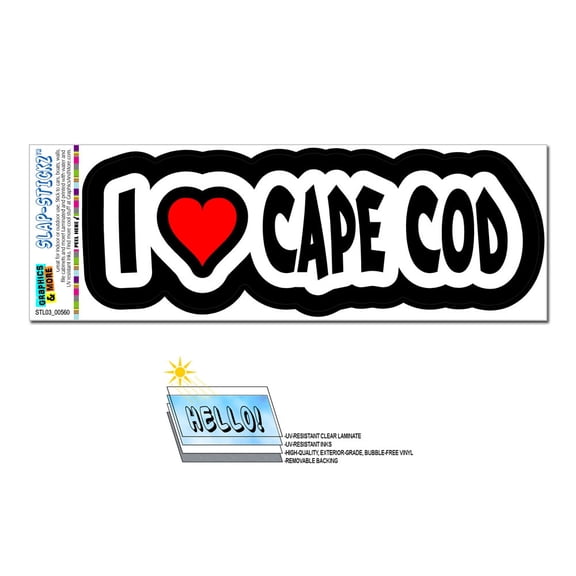I Love Heart Cape Cod - Massachusetts SLAP-STICKZ(TM) Premium Sticker