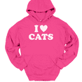thumbnail image 1 of I Love Heart Cats Hooded Sweatshirt Hoodie Funny Kitten Animals Novelty Gift - Pink, 2XL, 1 of 1