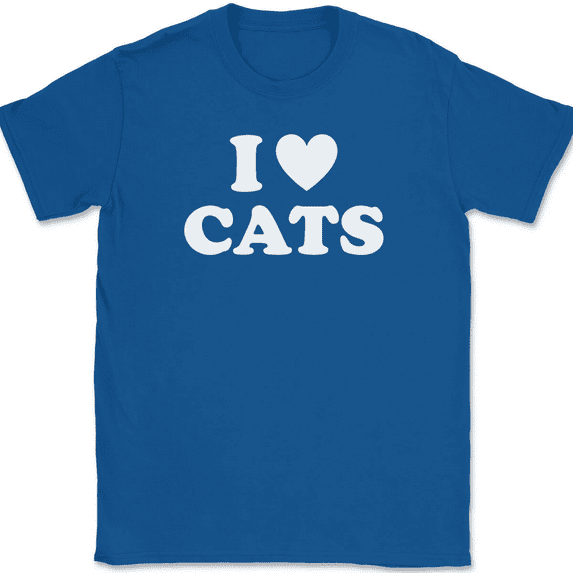 I Love Heart Cats T-Shirt Tee Funny Kitten Animals Novelty Gift - Royal Blue, 5XL