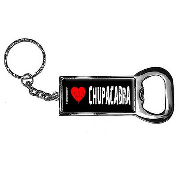 I Love Heart Chupacabra Keychain Key Chain Ring Bottle Bottlecap Opener