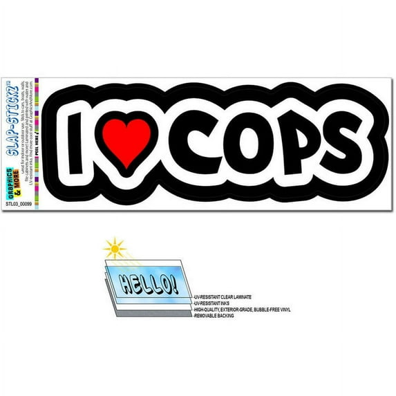 I Love Heart Cops Police Automotive Car Window Locker Bumper Sticker