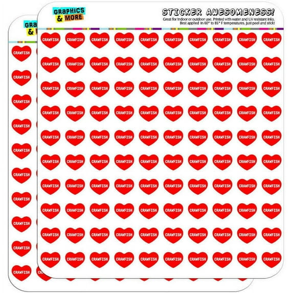 I Love Heart Crawfish 200 1/2" (0.5") Planner Calendar Scrapbooking Crafting Stickers