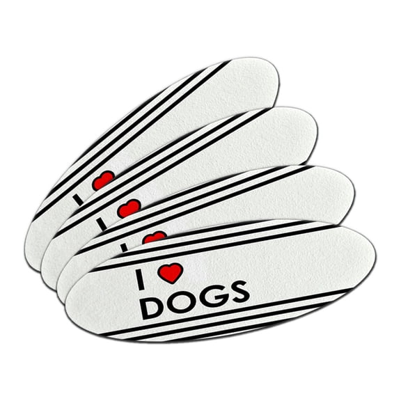 I Love Heart Dogs Double-Sided Oval Nail File Emery Board Set 4 Pack