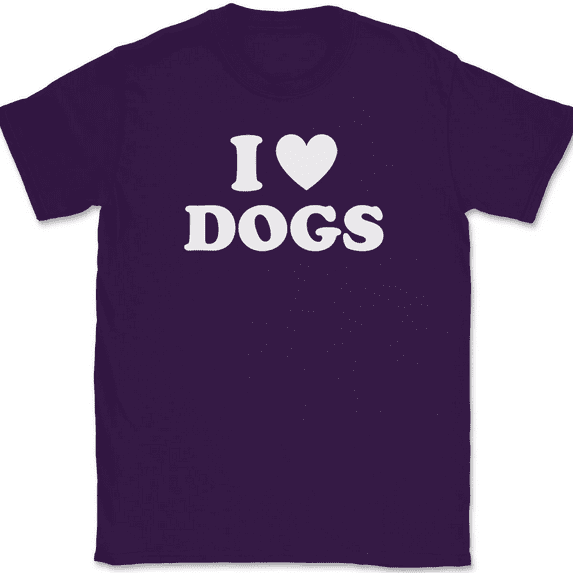 I Love Heart Dogs T-Shirt Tee Funny K9 Animal Novelty Gift - Purple, 4XL