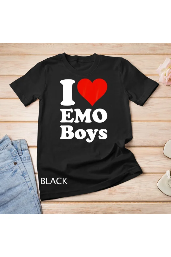 I Love Heart Emo Boys Emotional Punk Rock Goth Lover Unisex T-Shirt up to size 5XL