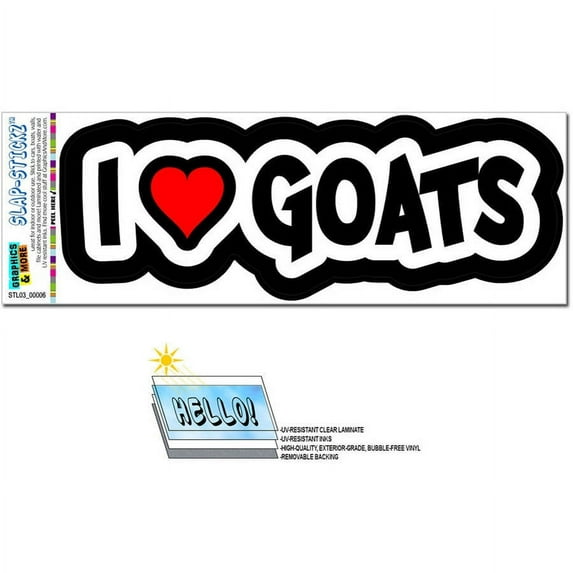 I Love Heart Goats Automotive Car Window Locker Bumper Sticker