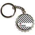 thumbnail image 1 of I Love Heart Horses, Nickel Plated Metal Popcap Bottle Opener Keychain Key Ring, 1 of 1