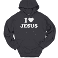 thumbnail image 1 of I Love Heart Jesus Hooded Sweatshirt Hoodie Christian God Faith Gift - Charcoal, S, 1 of 1