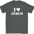 thumbnail image 1 of I Love Heart Jesus T-Shirt Tee Christian God Faith Gift - Charcoal, M, 1 of 1